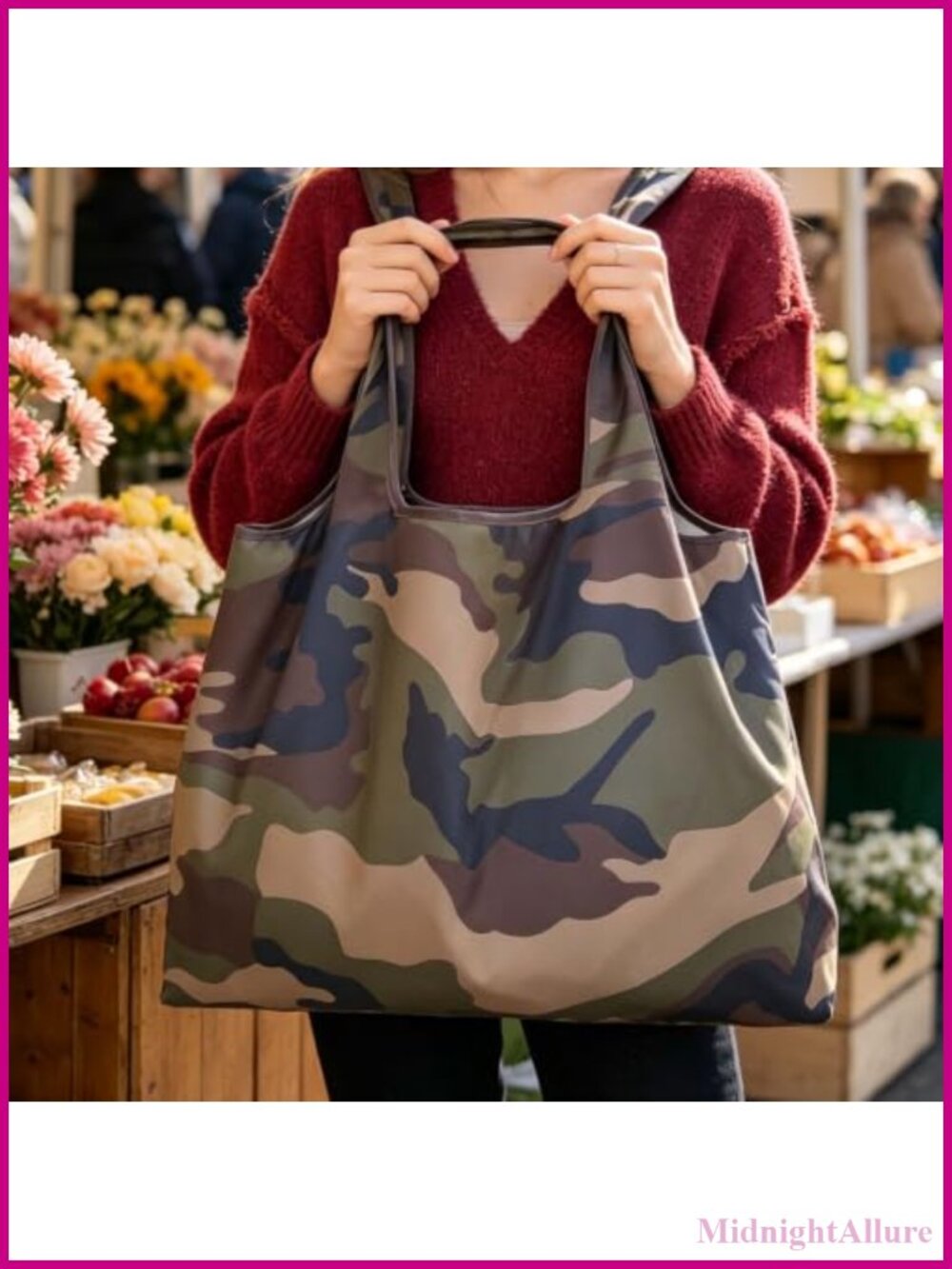 Large Foldable Tote Bag Waterproof Nylon Lightweight Plaid Reusable Shopping